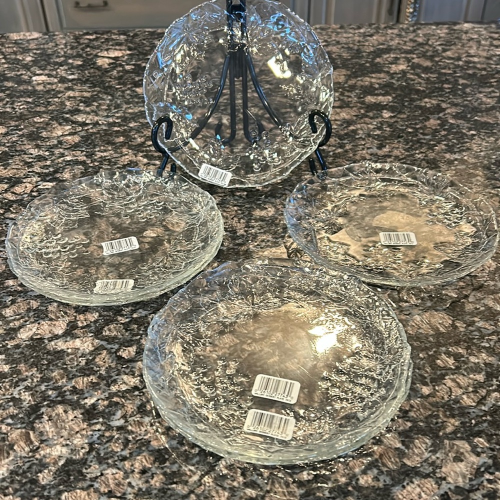 CRISTAL  D ARQUES -DURAND MALLORY 7.5" SALAD PLATES GRAPE VINES SET OF 6 NWT